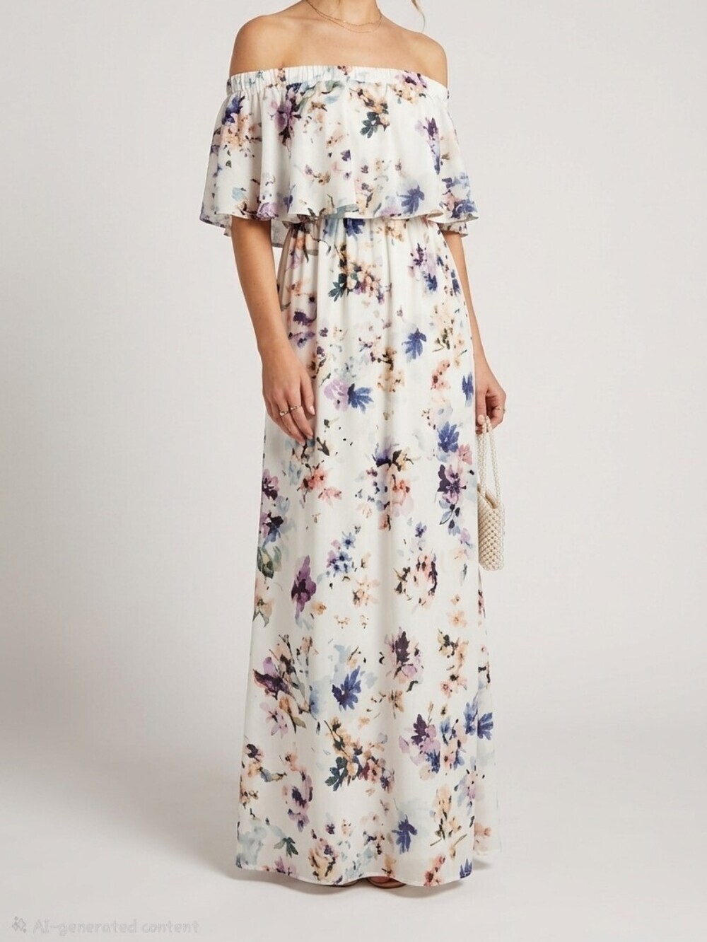Show Me Your Mumu Heather Maxi Dress Floral Flounce Off Shoulder XXS NWOT